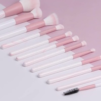 Poudre de fond de teint cosmétique douce, ombre à paupières, correcteur, mélange blanc bleu élégant, ensemble de pinceaux de maquillage 12 pièces