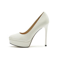 Élégantes Escarpins Femme en PU Verni à Double Plateforme, Bout Rond, Talons Aiguilles, Chaussures Habillées à Enfiler pour Fête et Mariage, Vente en Gros
