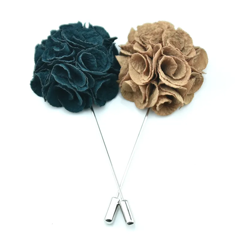 Broches de tela hechos a mano con forma de flor para solapa para hombre, producto en oferta