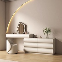 Ensemble coiffeuse et commode en bois massif laqué, minimaliste et extensible, pour le pied du lit