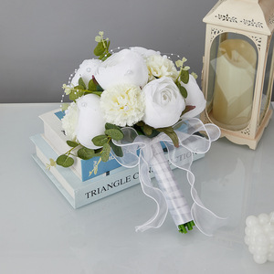 S0065R Nouveau Bouquet de Pivoines Artificielles de Haute Qualité pour Mariage, Mariée et Demoiselle d'honneur, au Style Raffiné et Tendance - Product Image 5
