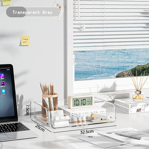 Trong suốt Máy tính để bàn tập tin lưu trữ Kệ sách cuốn sách bàn lưu trữ Kệ văn phòng Acrylic A4 giấy tổ chức hộp - Product Image 5