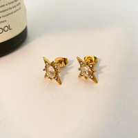 Boucles d'oreilles en acier inoxydable joyas de acero inoxidable al por mayor boucles d'oreilles en plaqué or en acier titane zircon étoile