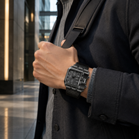 Reloj de Cuarzo para Hombre con Esfera Grande, Caja de Aleación, Movimiento Japonés, Estilo Casual, Correa de Acrílico, Diseño Cuadrado