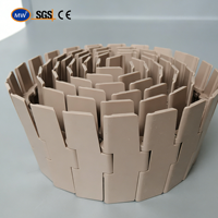 Chaîne modulaire latérale flexible à lamelles plates en plastique acétal POM LF 821-K1200 pour convoyeur de table, pour ligne de mise en conserve, à fonctionnement stable