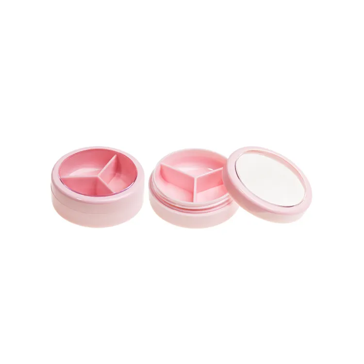 Palette d'ombres à paupières 3 couleurs personnalisées Poudre ronde Coussin compact Container Shadow Case Cosmetic Cream Jar