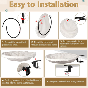 Tempat Tidur Meja Rak Kucing untuk Anak Kucing di Dalam Ruangan, Hammock Kucing dari Kain Bulu Imitasi Lembut yang Dapat Disesuaikan, Furnitur Kucing Modern Unik - Product Image 5