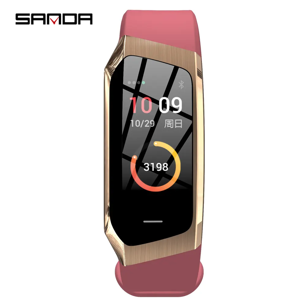SANDA E18 luxe roze unisex smart horloge stijlvolle Rubber band water proof Multi functie minimale wandelen polshorloge