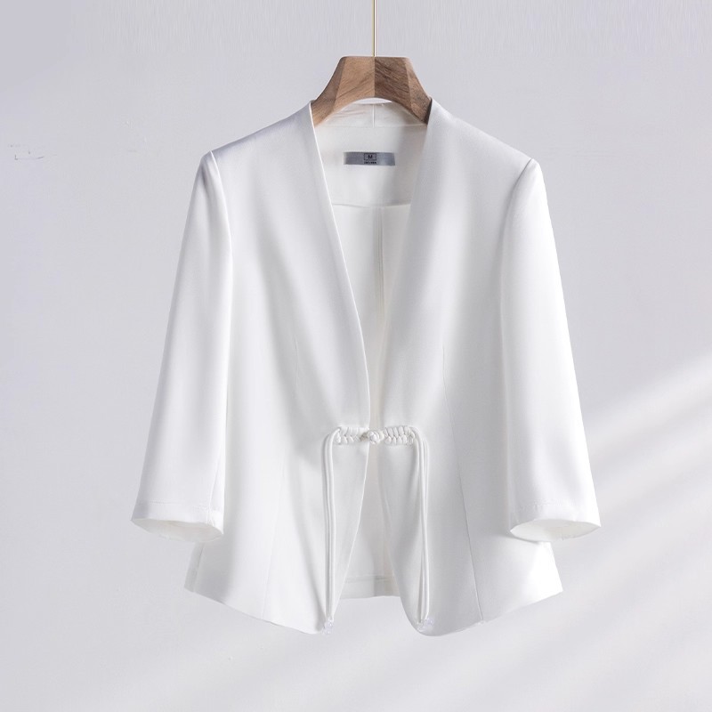 White suit with Chinese knot buttons