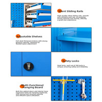 Armoire de rangement de garage robuste à 4 tablettes et 3 tiroirs Organisateur d'outils verrouillable avec mur épaissi Support OEM personnalisable