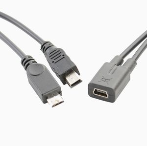 Negro 30CM Mini USB 5 pines hembra a Mini Usb 5 pines macho + Micro USB macho <span class=keywords><strong>Y</strong></span> divisor 1 a 2 convertidor Cable de carga - Product Image 5