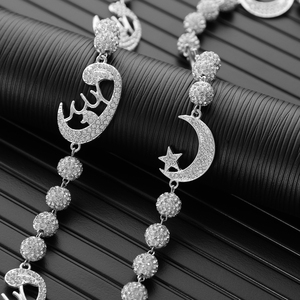 Cadena de cintura de bola de <span class=keywords><strong>discoteca</strong></span> de moda <span class=keywords><strong>Luna</strong></span> y Estrella 10mm cuentas de arcilla con diamantes de imitación aleación bolsillo cadena cinturón cuerpo joyería para regalo de fiesta - Product Image 5