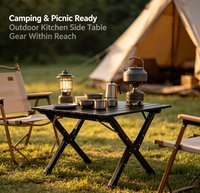 Table d'appoint pliante légère en aluminium à cadre en X, mini-étagère de rangement portable pour les voyages en voiture et les pique-niques en plein air