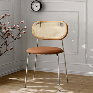 Xếp chồng mây kim loại khung nhà bếp ăn uống Ghế Nhà Hàng Hiện Đại quán cà phê đồ nội thất ghế wicker mây mía trở lại ghế ăn - Product Image 4