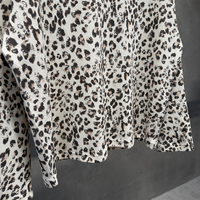 Kaos Lengan Panjang Kerah Bulat Motif Leopard Custom Full Print Bahan Waffle Thermal Pria Oversize Longgar Retro Streetwear Kasual Rajutan