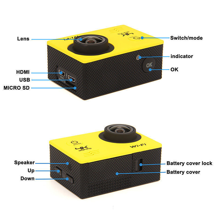 2021 Action Camera Real 4 K 30 FPS Motorcycle Camera WiFi Go Waterproof Mini Sports Camera