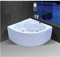 Baignoire Spa d'Angle Moderne de Luxe en Acrylique pour Couples, Bain à Remous avec Massage par Air, Contrôle Informatique, 4 Jets, Drainer Inclus, Idéale pour Hôtels