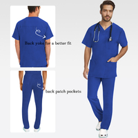 Aanpassen Logo En Kleuren Medische Uniform Sets Voor Mannen 91% Polyester + 9% Spandex V-Hals Chirurgische Pakken Scrub Kleding