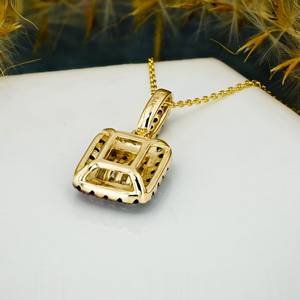 Collar de Diamantes de Lujo Minimalista con Zafiros Redondos y Baguette en Borde, Cierre de Anillo de Resorte, Cadena de Oro Sólido Amarillo de 14k, Calidad AAA - Product Image 6