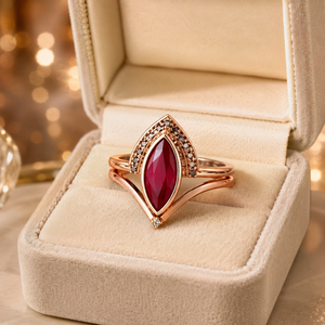 <b>Rose</b> <b>Gold</b> Color Marquise Micro Pave Two Piece Ring <b>Set</b> for Women Vintage Fashion <b>Jewelry</b> - Product Image 5