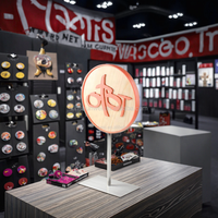 Support d'affichage de logo en acrylique personnalisé avec base ronde et rectangulaire, design moderne pour la signalisation des magasins de détail et l'identité de marque