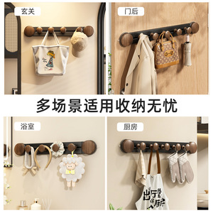 Excellent Suction Cup Door Hook Walnut Wood Grain Adjustable Wall Mounted Coat Hanger For Bathroom And Entryway - Product Image 5