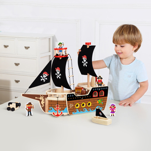 Bằng gỗ 3D Câu Đố trẻ em của giáo dục đồ chơi DIY phức tạp màu đen ngọc trai cướp biển tàu mô hình món quà cướp biển Câu Chuyện Đồ chơi. - Product Image 2