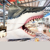 Tête de Requin Animatronique 3D Megalodon Taille Réelle Animée, Modèle pour Décoration de Parc d'Attractions