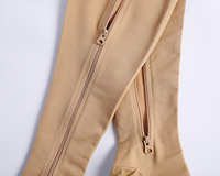 Chaussettes de compression cuissardes respirantes sur mesure de haute qualité (15-20 mmHg) à bout fermé avec fermeture éclair durable pour la récupération des varices