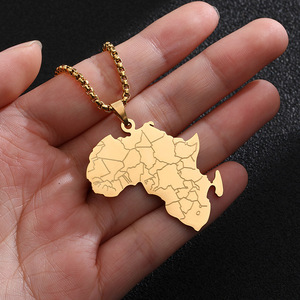 Collar <span class=keywords><strong>de</strong></span> África <span class=keywords><strong>de</strong></span> diseño personalizado, collar chapado en oro <span class=keywords><strong>de</strong></span> 18 quilates, collar <span class=keywords><strong>de</strong></span> <span class=keywords><strong>mapa</strong></span> con estampado <span class=keywords><strong>de</strong></span> bandera nacional, acero inoxidable <span class=keywords><strong>para</strong></span> mujeres y hombres, joyería - Product Image 1