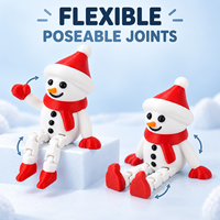Figurine de bonhomme de neige articulée imprimée en 3D en gros, décoration de bureau rouge et blanche pour les fêtes