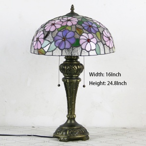 Lampe de table LongHuiJing 16 pouces, lampe de bureau vintage classique en verre, lampes de table Tiffany en verre teinté, lampe de table pour la maison - Product Image 2