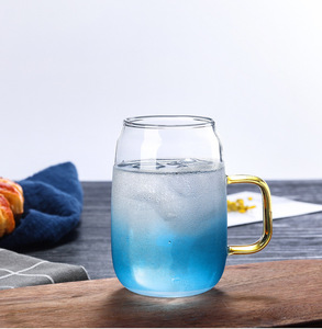 2024 nouvelle tasse d'eau en verre borosilicaté transparent avec poignée dégradé de couleur 400ml - Product Image 2