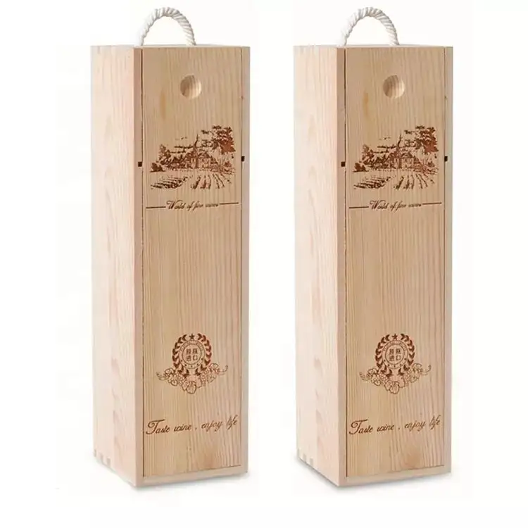 Hot New Boîte à vin haut de gamme en bois et carton recyclables Durable et élégant