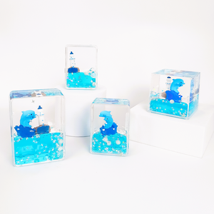 Bouteille flottante <span class=keywords><strong>en</strong></span> acrylique avec horloge à sable liquide, motif dauphin <span class=keywords><strong>3D</strong></span> ondulé et phare, souvenir de festival, cadeau, jouet anti-stress - Product Image 2