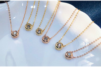 Collier de diamants de laboratoire en or rose 18 carats pendentif chaîne de clavicule circulaire à bulle unique ensemble de bijoux en diamant véritable chaîne