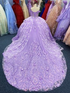 In Offerta Speciale Abito da Ballo Fiabesco da Quinceañera Elegante Viola in Pizzo con Perline per Feste di Compleanno e Rientro a Scuola Vestito da Sera 2025 - Product Image 4