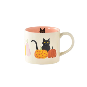 Mug en céramique de qualité supérieure avec motif de chat et citrouille - Passe au lave-vaisselle et au micro-ondes, sans danger pour les aliments, personnalisable, cadeau d'entreprise - Product Image 5