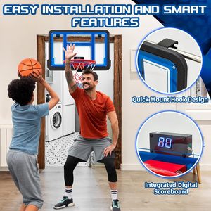 <span class=keywords><strong>Canestro</strong></span> da basket per bambini senza foratura - Tabellone segnapunti digitale e grande pannello da 24x16 pollici per gioco multi-scena indoor/outdoor - Product Image 4