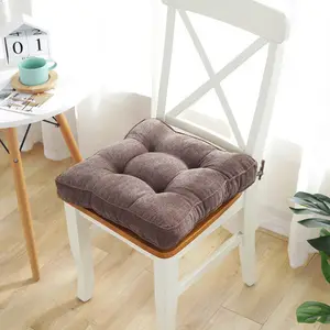 Almohadillas gruesas para silla de Patio, con lazos, para interior, oficina, hogar, cocina, Cojín cuadrado para silla de comedor