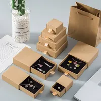 Boîtes à bijoux recyclables faites à la main conception de luxe papier tiroir coulissant boucle d'oreille collier bague emballage