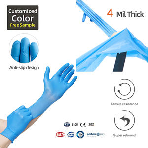 قفازات نيتريل زرقاء للاستعمال مرة واحدة للفحص الطبي خالية من البودرة واللاتكس لأعمال تنسيق الحدائق والوشم - Product Image 3