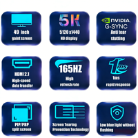 Moniteur de jeu ultra-large incurvé de 49 pouces, 5120x1440 DQHD, 165 Hz, VA, 1 ms, 1500R, 32:9, 300 cd/m2 pour PC Gaming et bureau