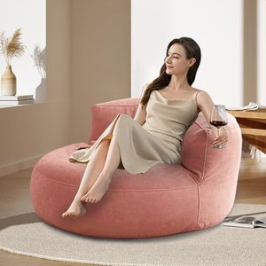 Cubierta extraíble lavable ultrasuave moderna de chenilla rosa claro, <span class=keywords><strong>puf</strong></span> para silla otomana, sillón perezoso para niños/adultos de 100cm - Product Image 4