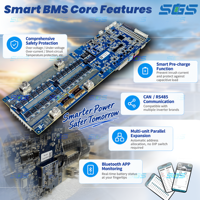 Система солнечной энергии Seplos Split LiFePO4 Battery BMS 3.0 100A 150A 200A с Bluetooth, активной балансировкой, 48В/51.2В, штабелируемая, для гибридных сетей