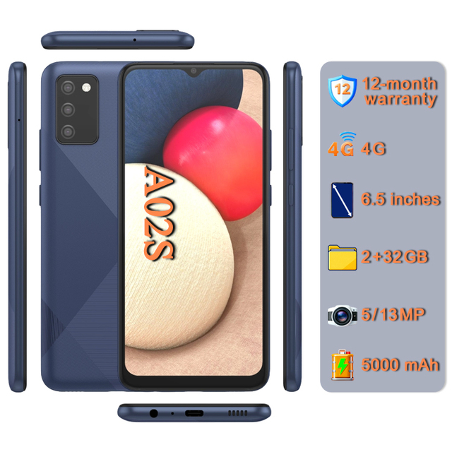 Wholesale High Quality Original Mobile Phones A02S 32GB [13MP Camera] [Dual SIM Card] Unlocked 4G Smartphone A02S