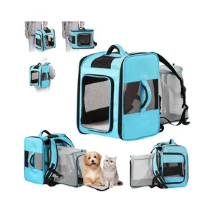 Voyage en plein air extensible maille respirant chien chat transporteur sac à dos avec fenêtre transparente