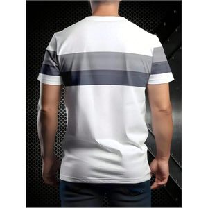 Camiseta de Punto de Manga Corta con Bloques de Color para Hombre FOXA, con Estampado, 100% Poliéster, Transpirable, Informal, para Verano - Product Image 2
