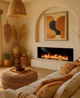 Chimenea Eléctrica Lineal de Diseño Moderno, Mueble Interior Decorativo, Soporte para TV, Chimenea de Vapor 3D