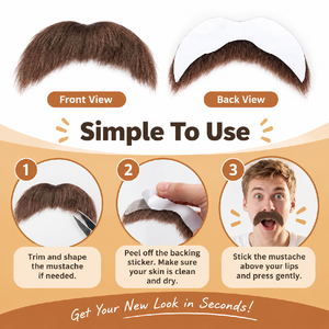 Moustache Artificielle Auto-Adhésive en Gros, Accessoire Facial Ébouriffé pour Déguisement, Halloween, Cosplay et Fêtes Costumées - Product Image 3